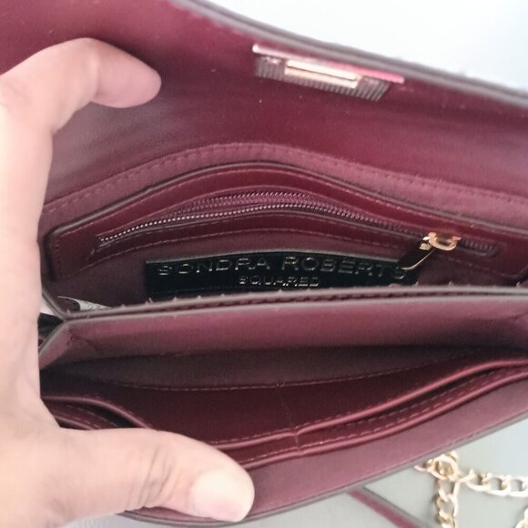 Sondra Roberts Squared Wallet on Chain Crossbody Leather Purse Handbag Bag - Picture 6 of 9